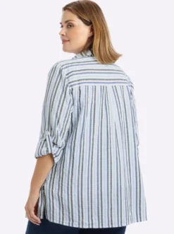 Gestreifte Bluse in Seersucker-Qualität