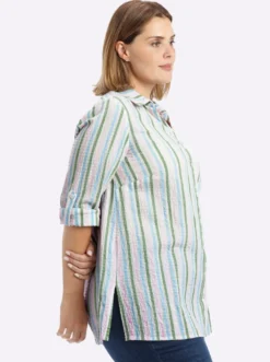 Gestreifte Bluse in Seersucker-Qualität
