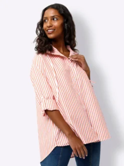 Gestreifte Bluse mit Kapuze