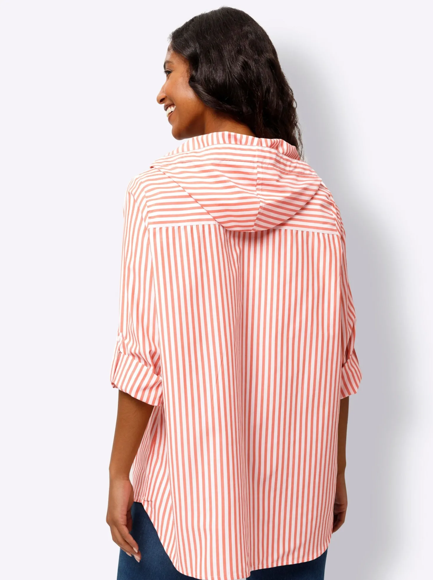 Gestreifte Bluse mit Kapuze