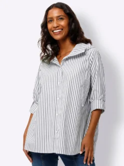 Gestreifte Bluse mit Kapuze