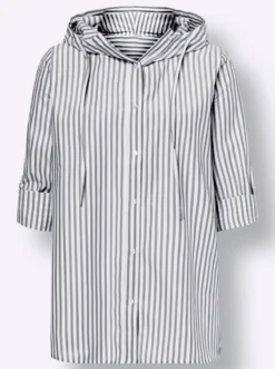 Gestreifte Bluse mit Kapuze