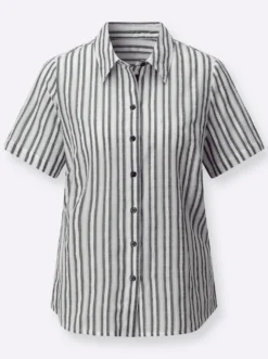 Gestreifte Bluse mit leicht abgerundetem Saum