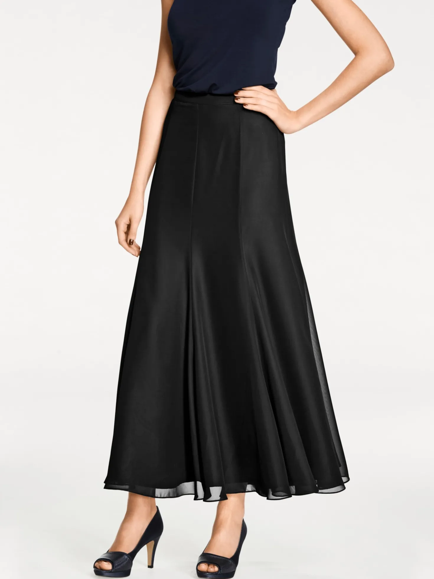 Godetrock aus transparentem Chiffon
