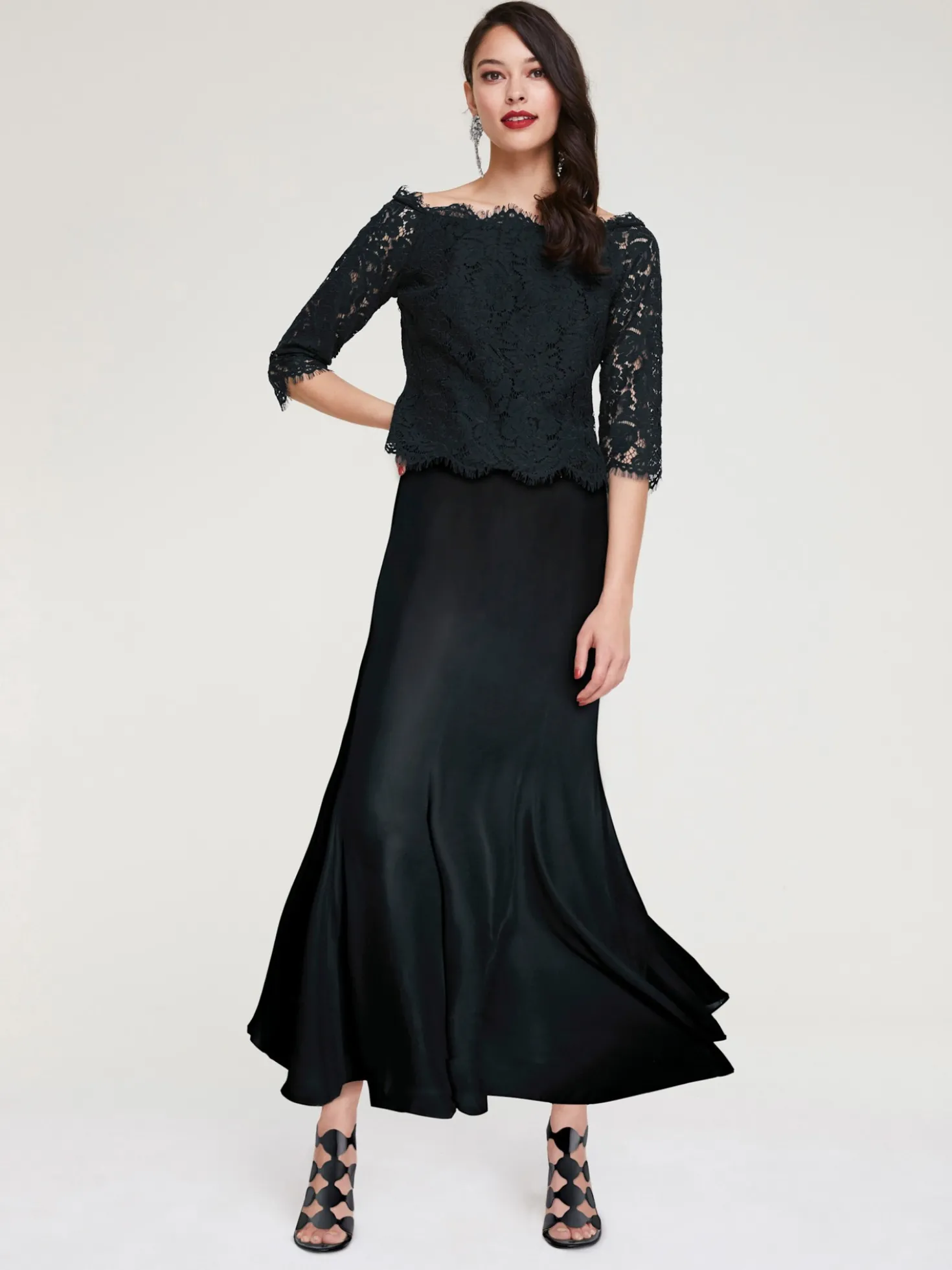Godetrock aus transparentem Chiffon