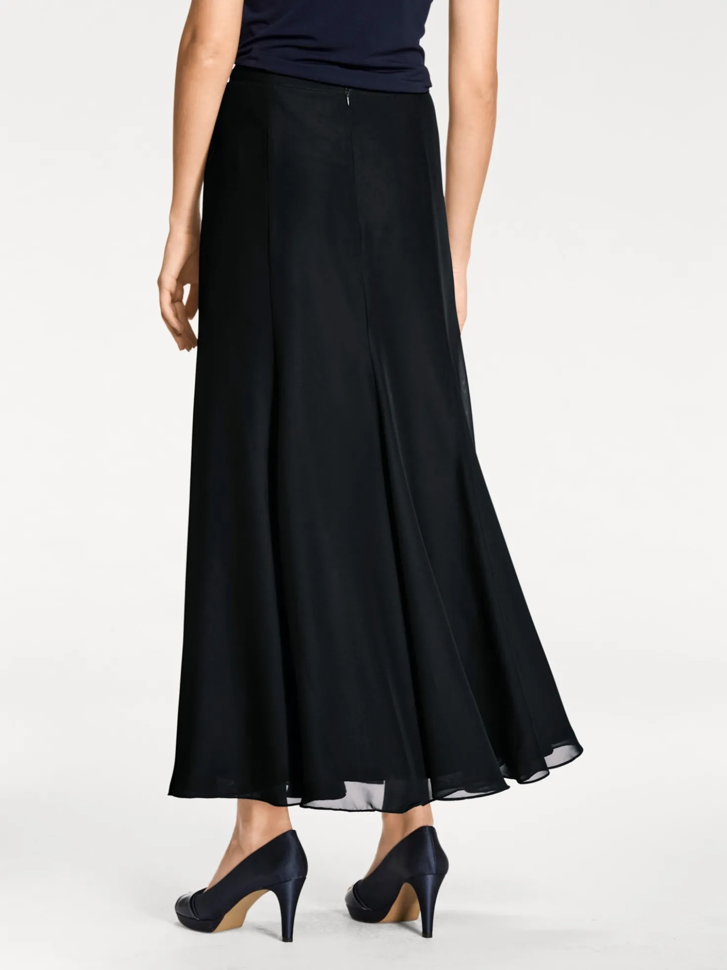 Godetrock aus transparentem Chiffon