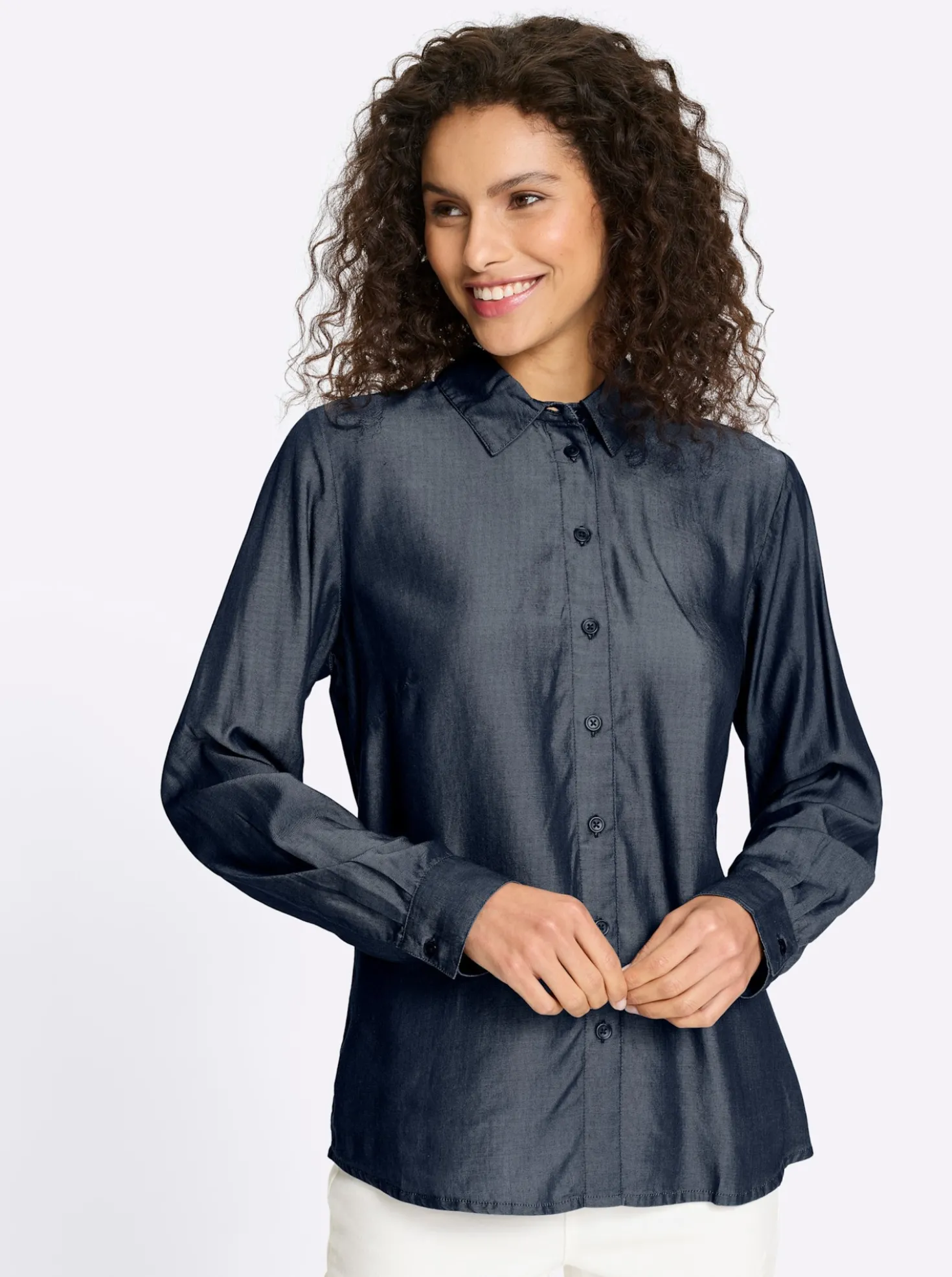 Hemdbluse in Jeans-Optik