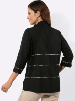 Hemdbluse mit Kontrast-Stickerei