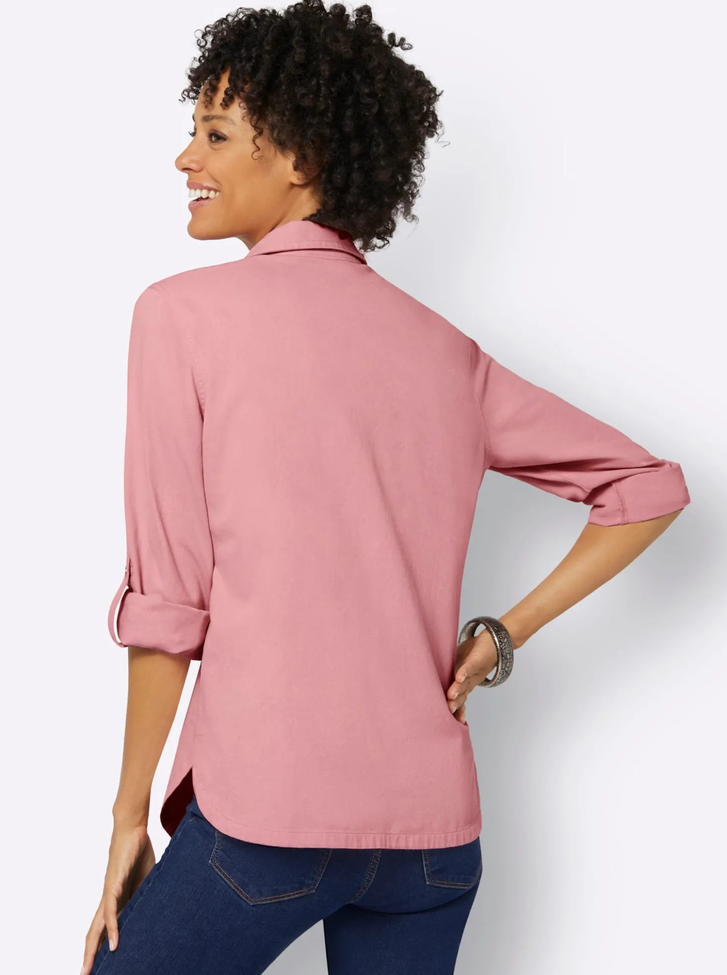 Hemdbluse mit krempelbaren Ärmeln