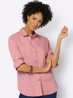 Hemdbluse mit krempelbaren Ärmeln