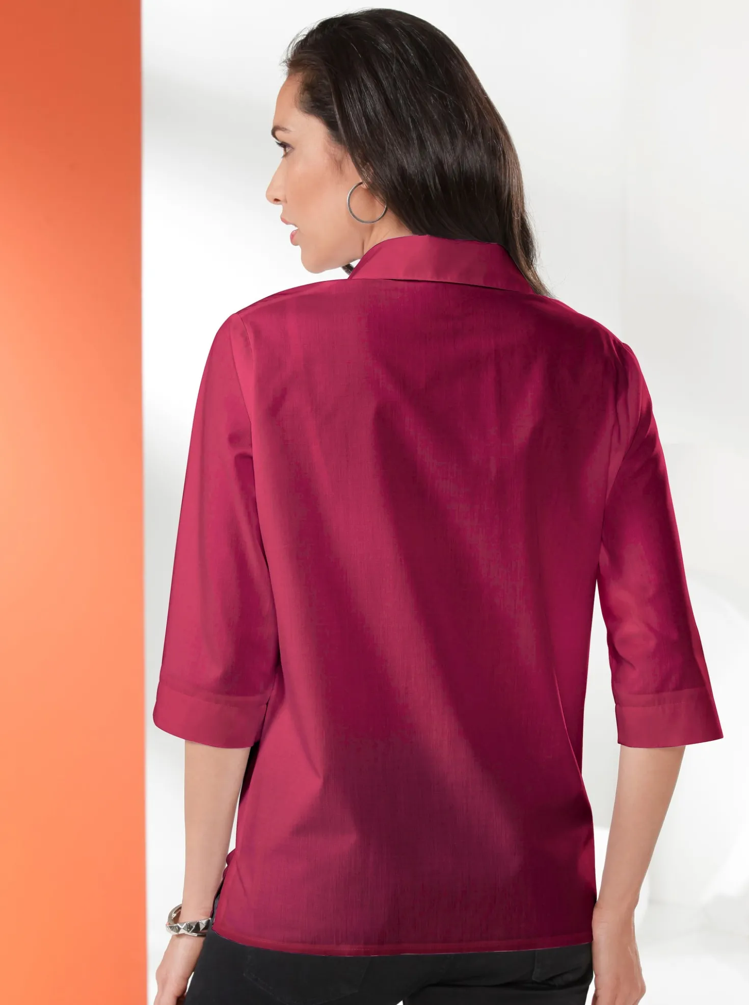 Hemdbluse mit 3/4-Ärmeln