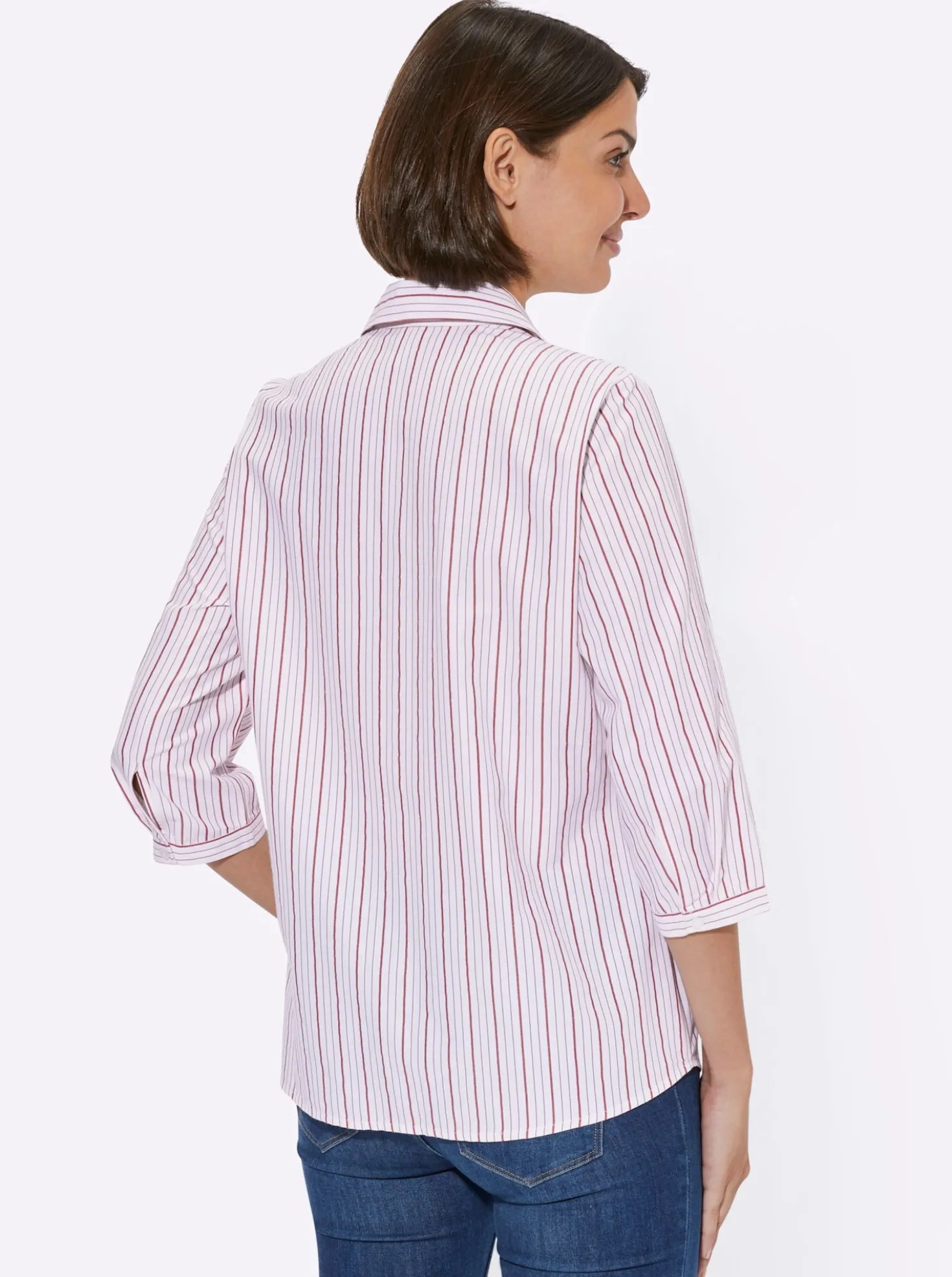 Hemdbluse mit 3/4-Ärmeln, gestreift