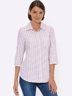 Hemdbluse mit 3/4-Ärmeln, gestreift