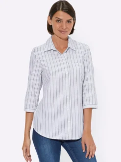 Hemdbluse mit 3/4-Ärmeln, gestreift