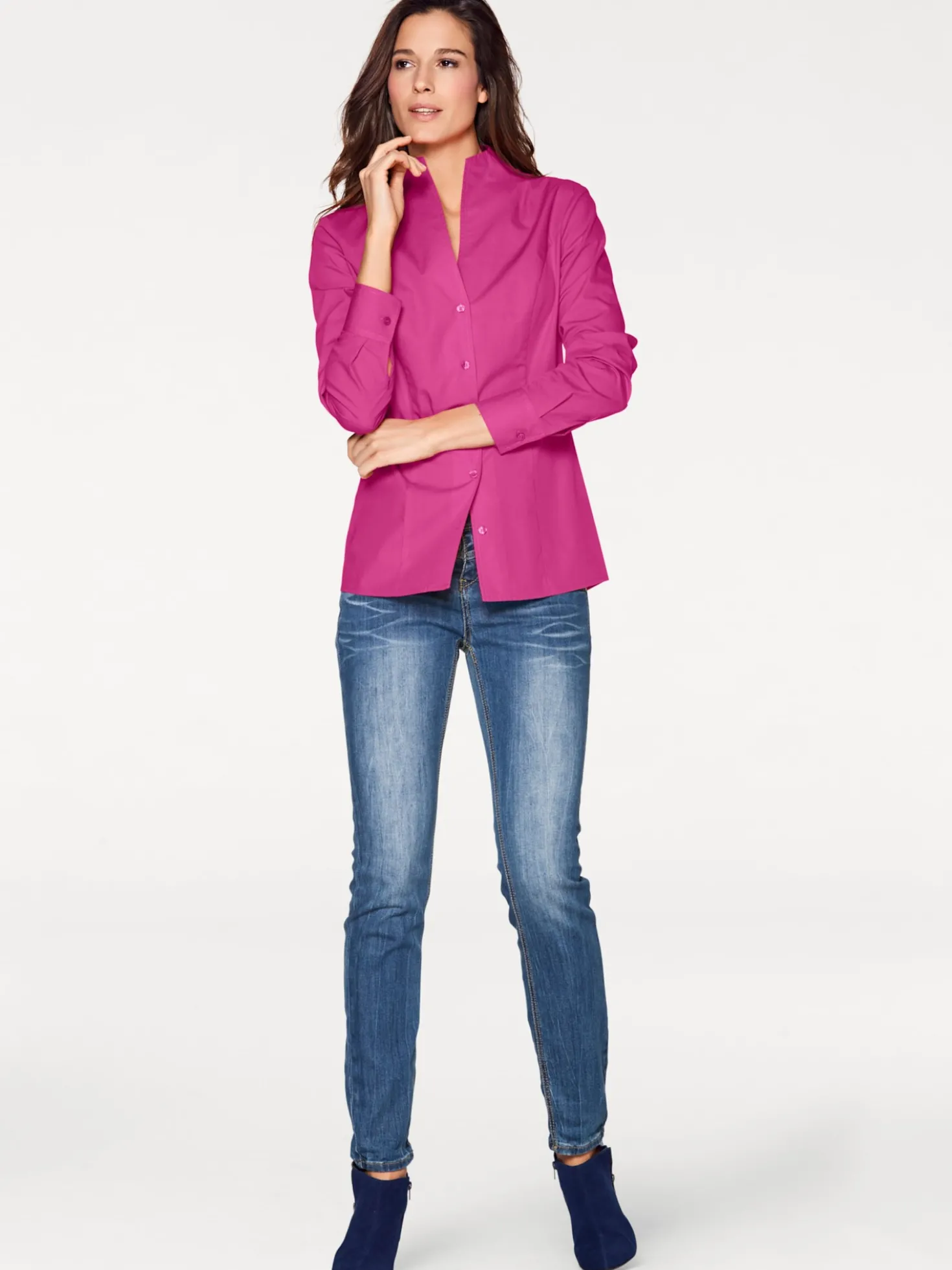 Hemdbluse mit Stehkragen