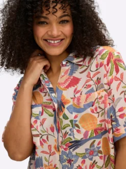 Hemdbluse mit tropischem Print