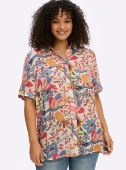 Hemdbluse mit tropischem Print