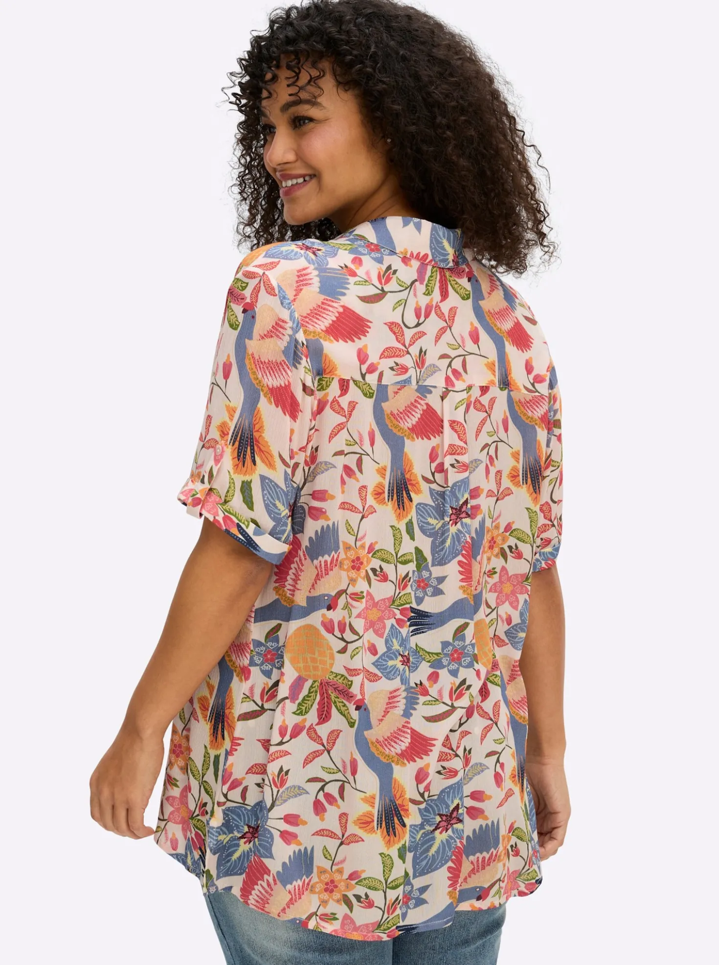 Hemdbluse mit tropischem Print