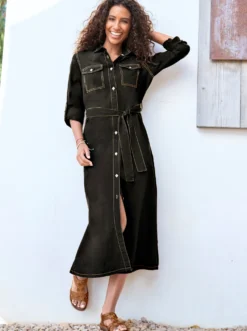 Hemdblusenkleid mit variabler Armlänge