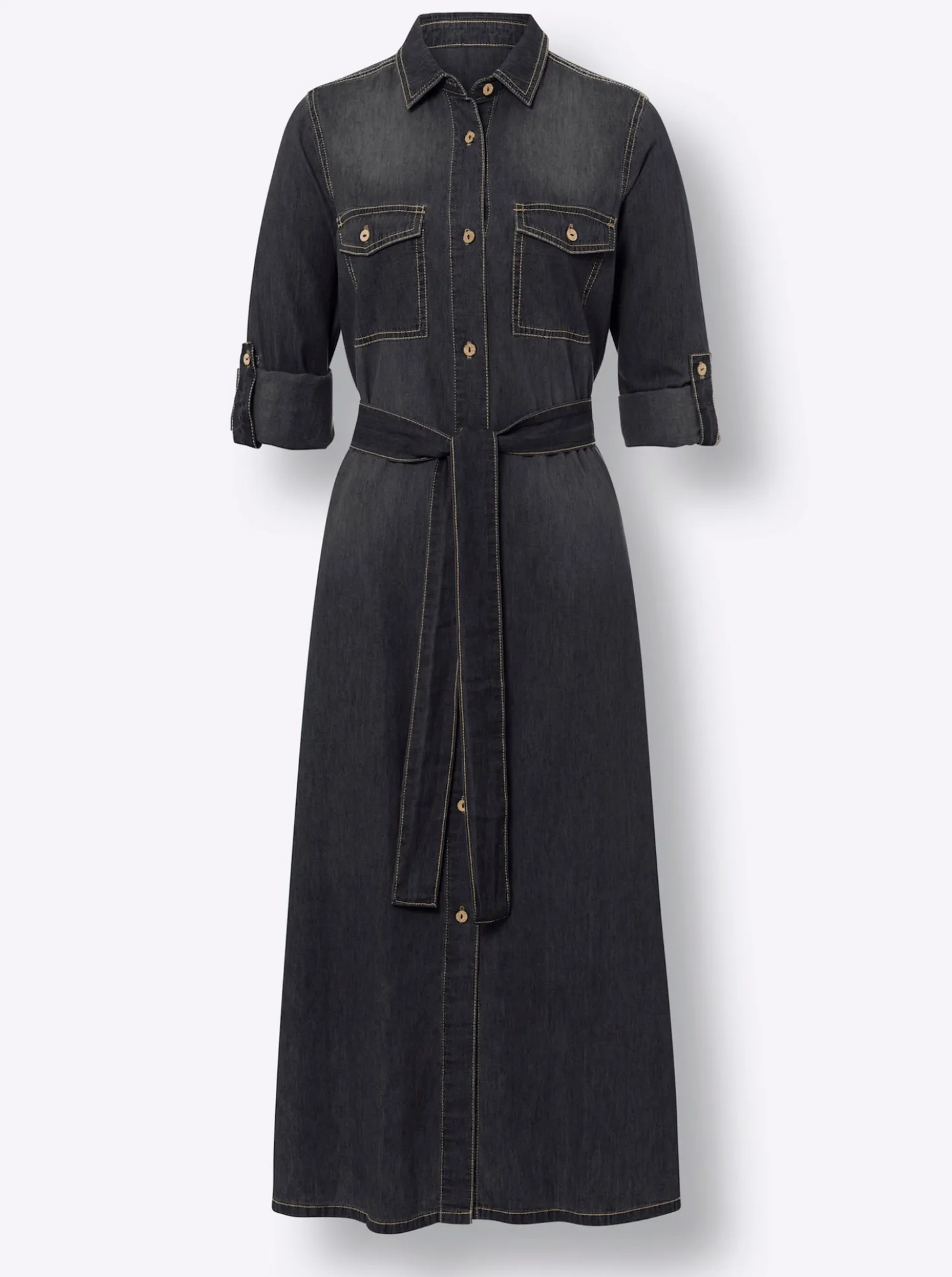 Hemdblusenkleid mit variabler Armlänge