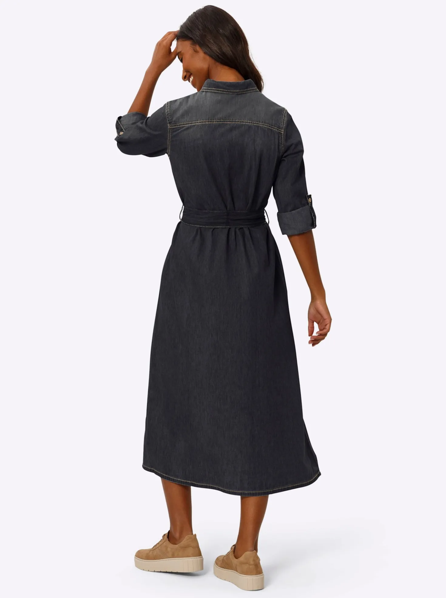 Hemdblusenkleid mit variabler Armlänge