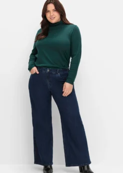 High-waist-Jeans mit durchgehend weitem Bein