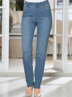 High-waist-Jeans mit hohem Rundum-Dehnbund