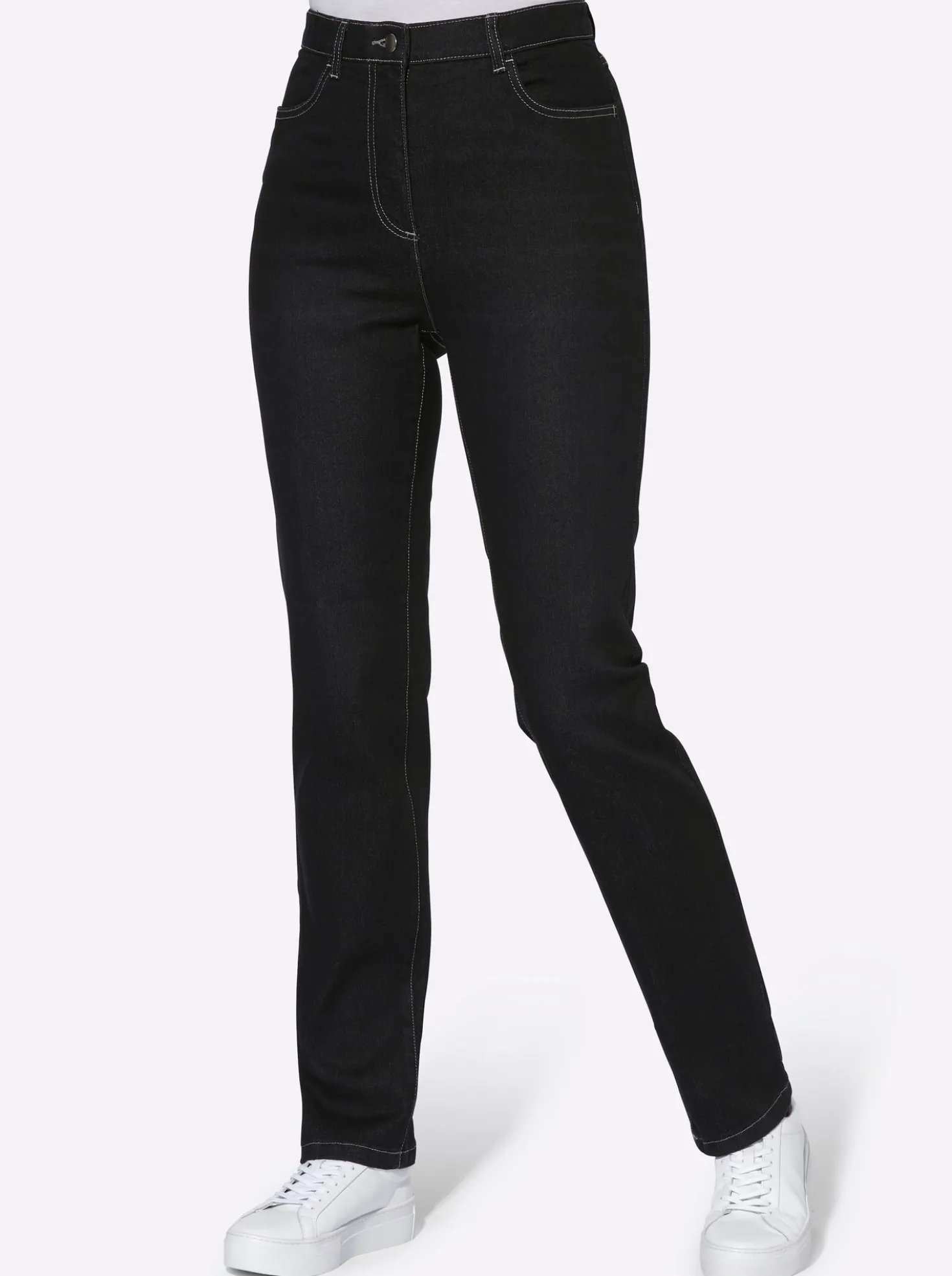 High-waist-Jeans mit innenliegendem Dehnbund