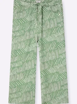 7/8-Hose mit Alloverprint und Bindegürtel