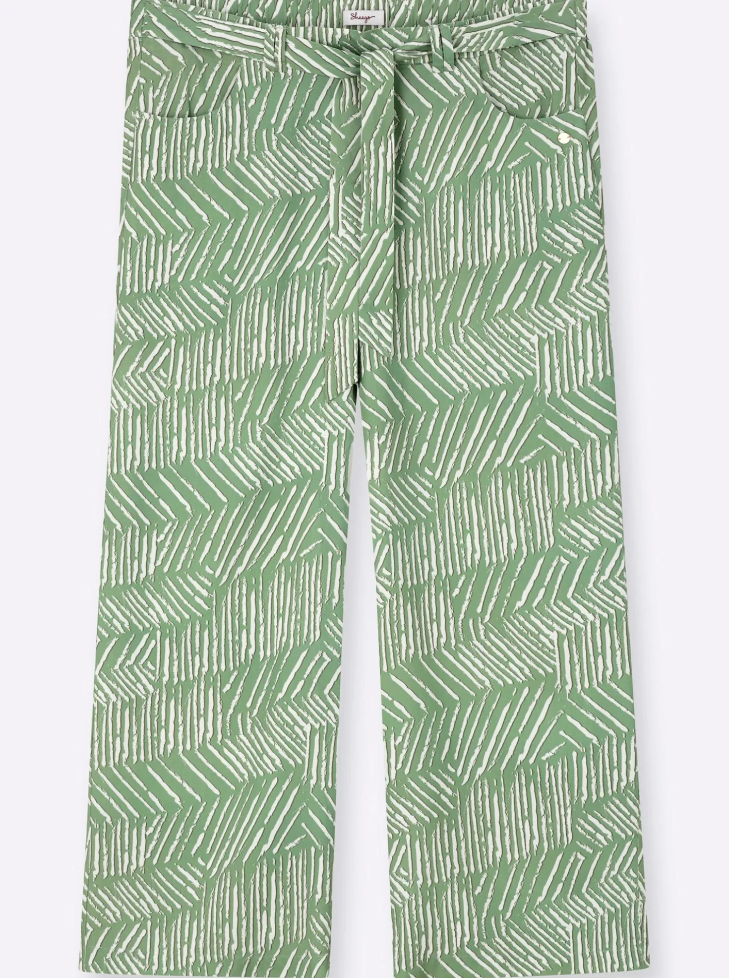 7/8-Hose mit Alloverprint und Bindegürtel