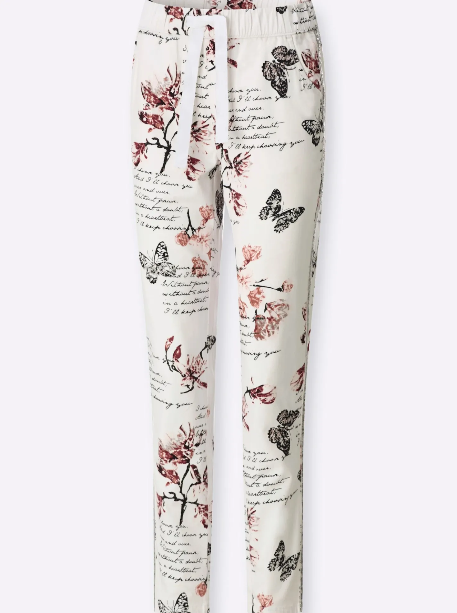 7/8-Hose mit floralem und Lettering-Druck