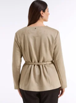 Jacke in Veloursleder-Optik, mit Schößchen