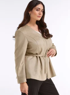 Jacke in Veloursleder-Optik, mit Schößchen