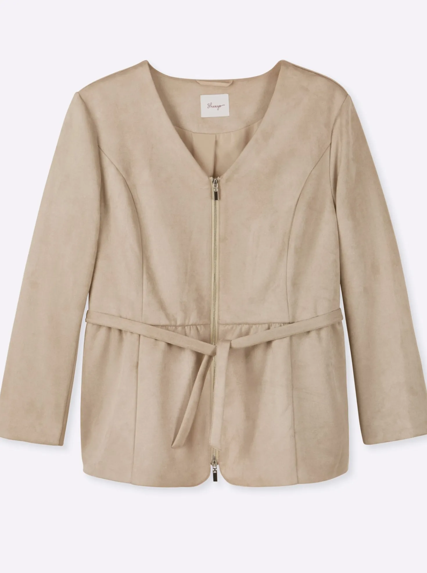 Jacke in Veloursleder-Optik, mit Schößchen