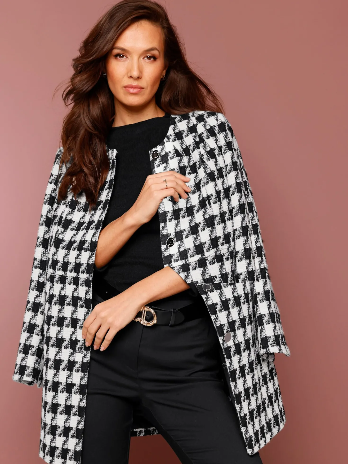 Jacquardblazer mit 40% Wolle
