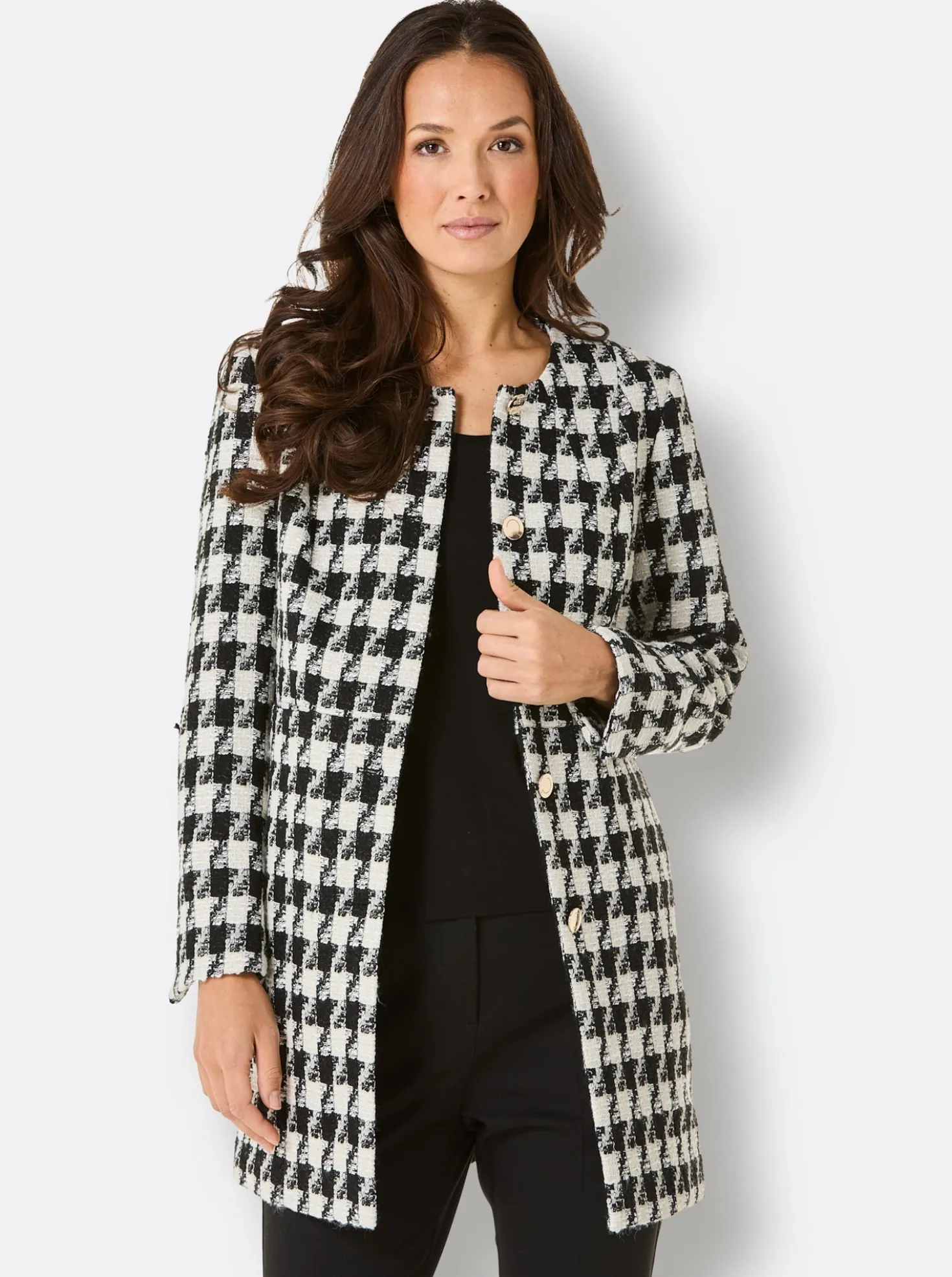 Jacquardblazer mit 40% Wolle