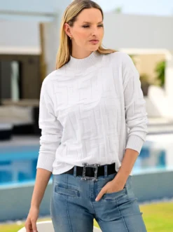 Jacquardpullover in 3-D-Optik gemustert