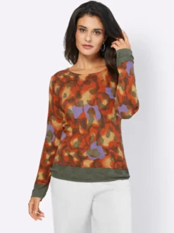 Jacquard-Pullover mit Ajour-Bordüre