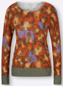 Jacquard-Pullover mit Ajour-Bordüre