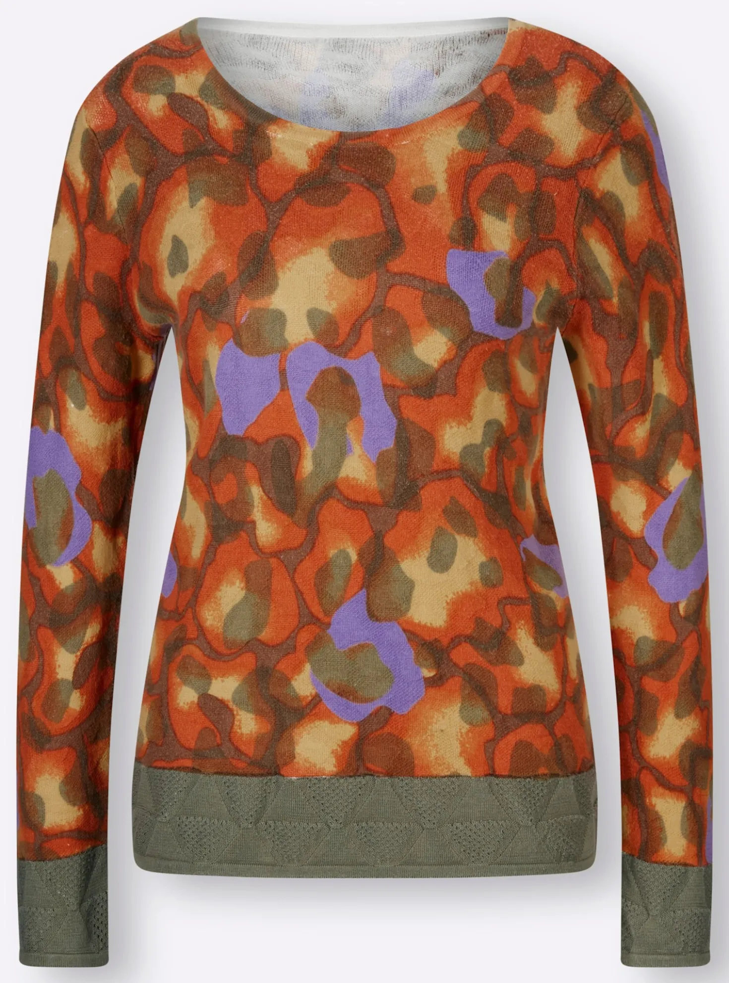 Jacquard-Pullover mit Ajour-Bordüre