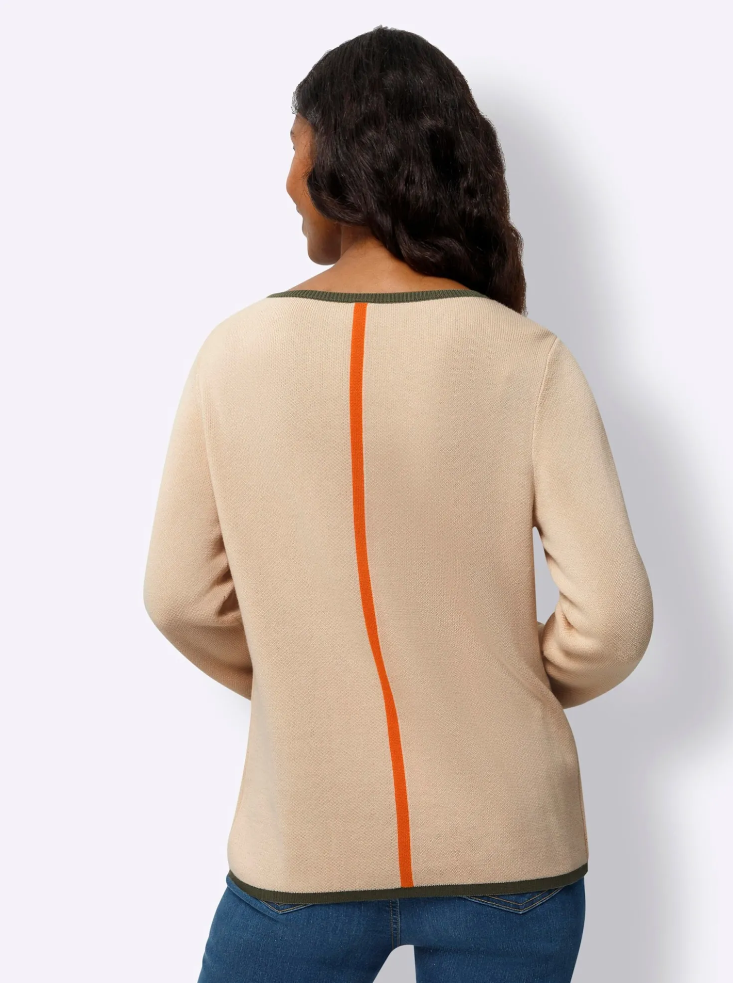 Jacquard-Pullover mit Kontraststreifen