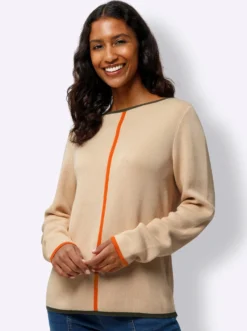 Jacquard-Pullover mit Kontraststreifen
