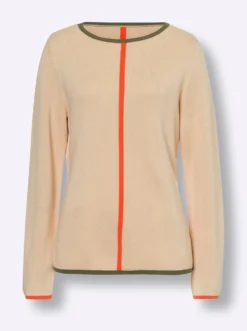 Jacquard-Pullover mit Kontraststreifen
