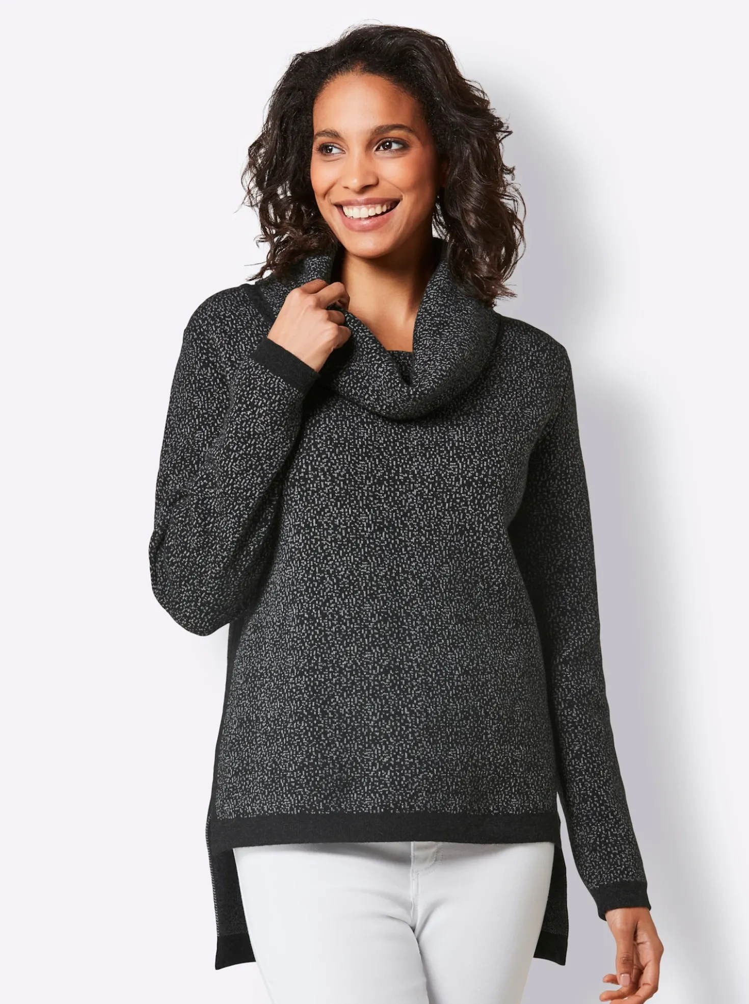 Jacquard-Pullover mit Rollkragen
