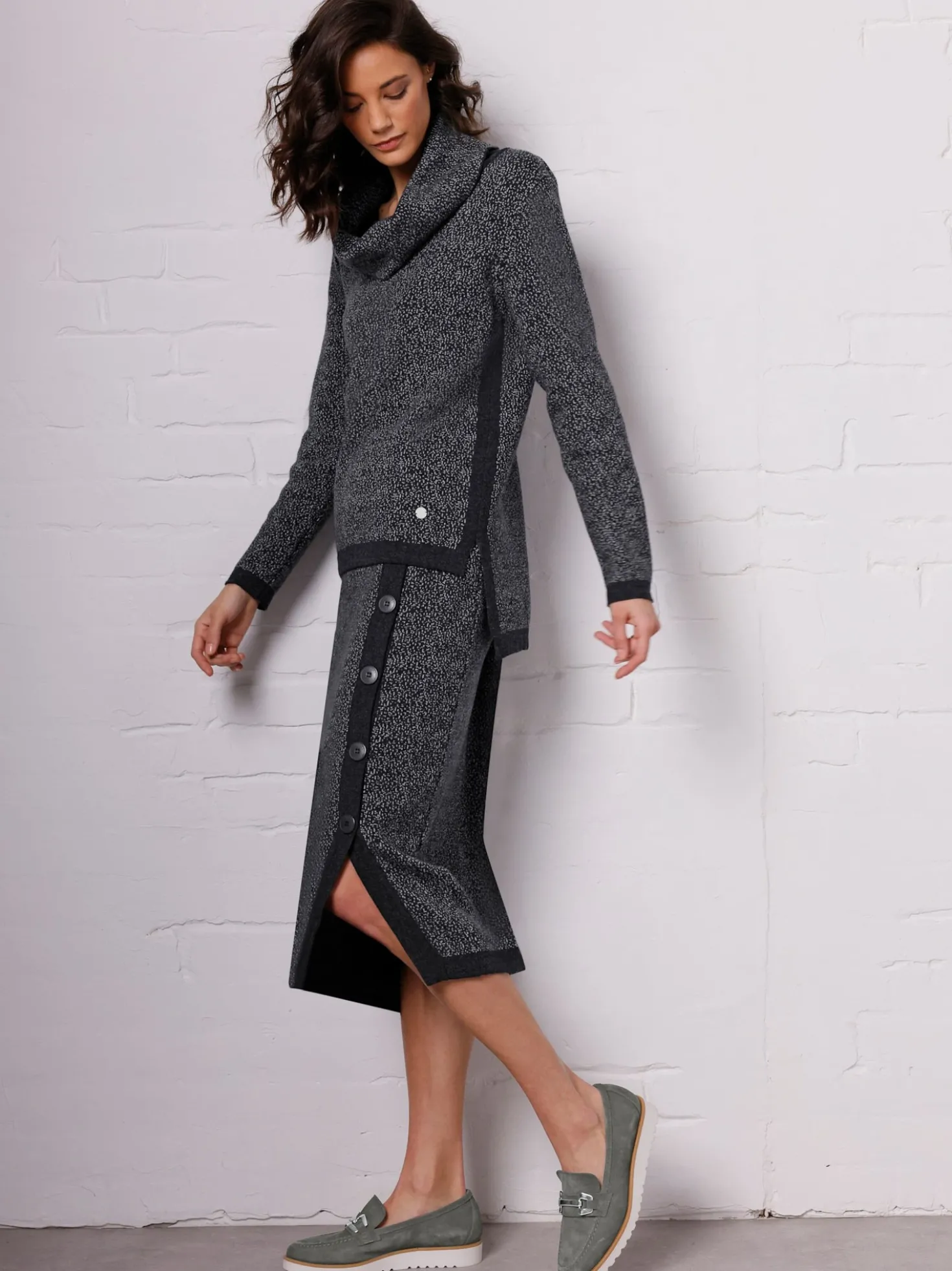Jacquard-Pullover mit Rollkragen