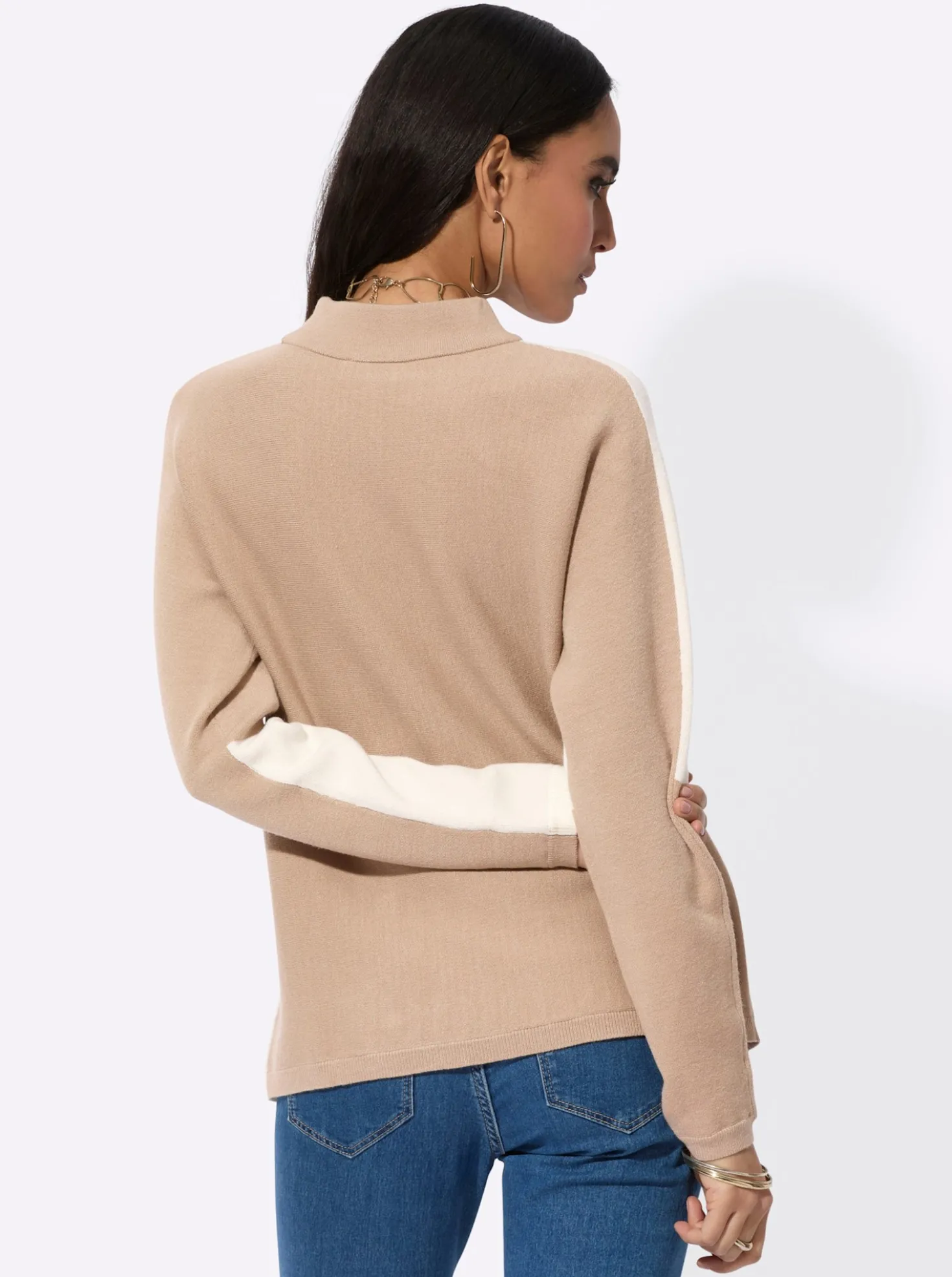 Jacquard-Pullover , Rückenteil einfarbig