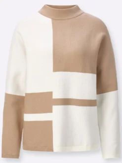 Jacquard-Pullover , Rückenteil einfarbig