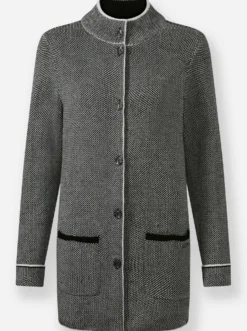 Jacquardstrickjacke mit Stehkragen
