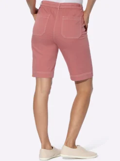 Jeansbermudas in Schlupfform, mit Bindegürtel
