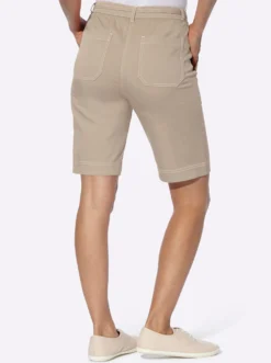 Jeansbermudas in Schlupfform, mit Bindegürtel